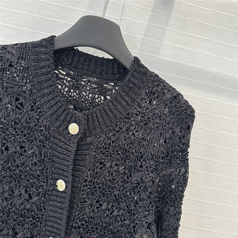 Ch**el woven crochet cardigan black