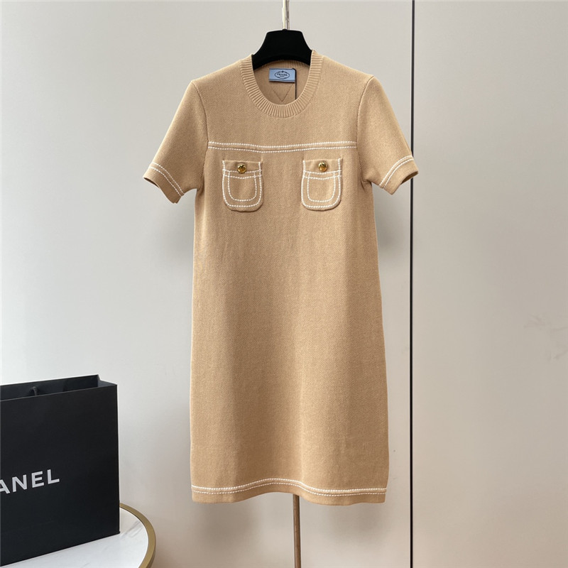 Pra*a new coffee color knitted skirt replica d&g clothing