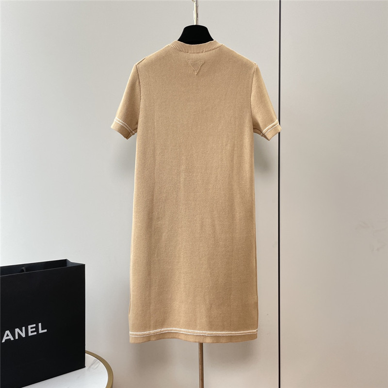 Pra*a new coffee color knitted skirt replica d&g clothing