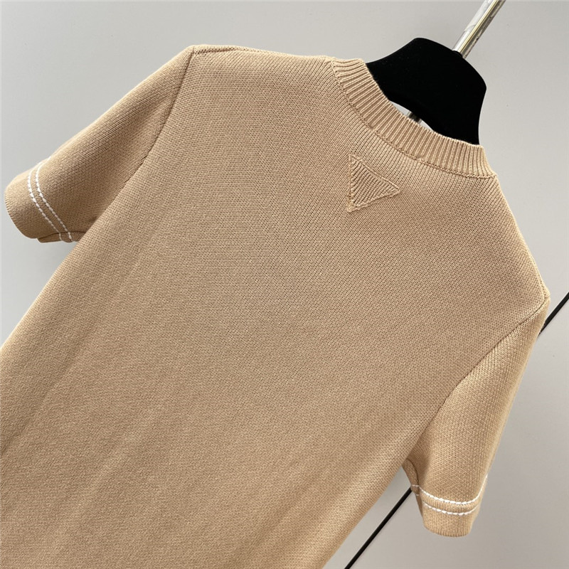 Pra*a new coffee color knitted skirt replica d&g clothing