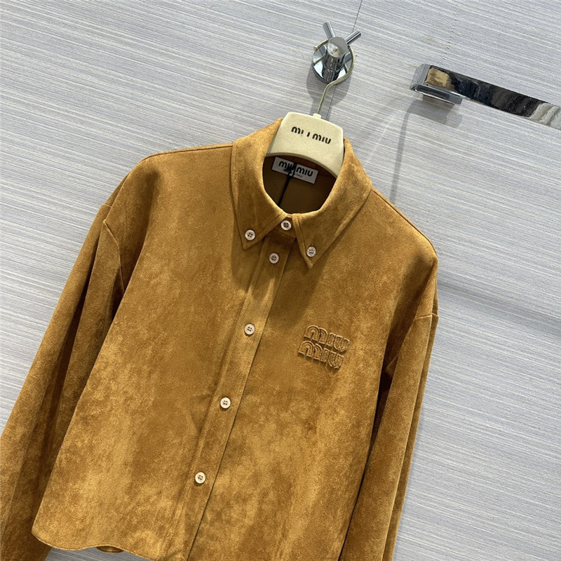 M1um1u retro golden brown suede shirt jacket replica clothes