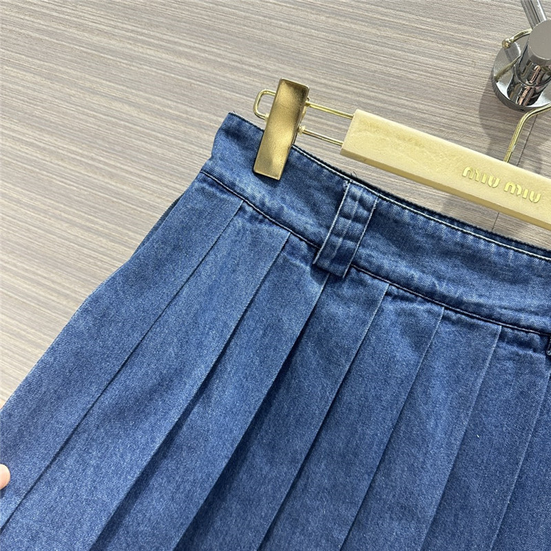 M1um1u denim low waist pleated short skirt replica d&g clothing