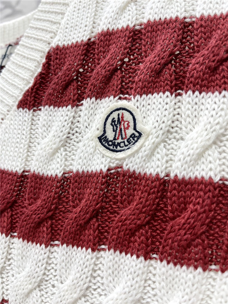 Moncler V-neck striped contrast knitted vest replica clothes