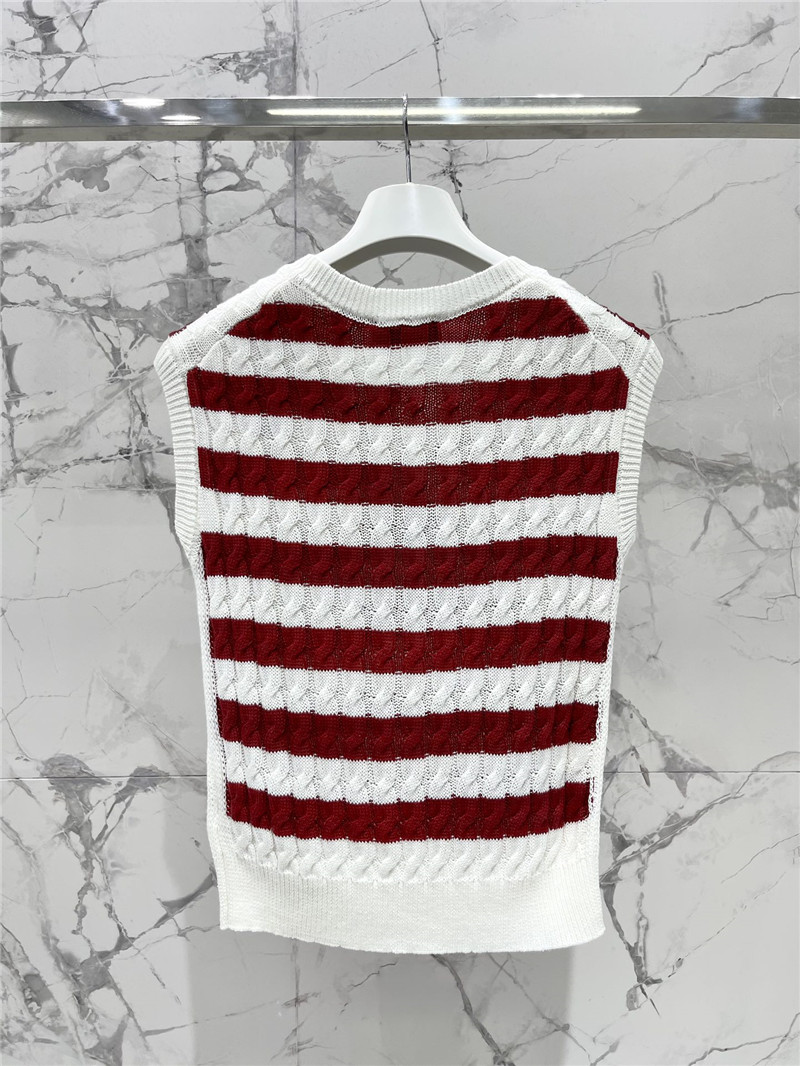 Moncler V-neck striped contrast knitted vest replica clothes