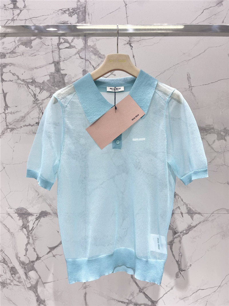 M1um1u polo see-through short sleeves replica clothing sites