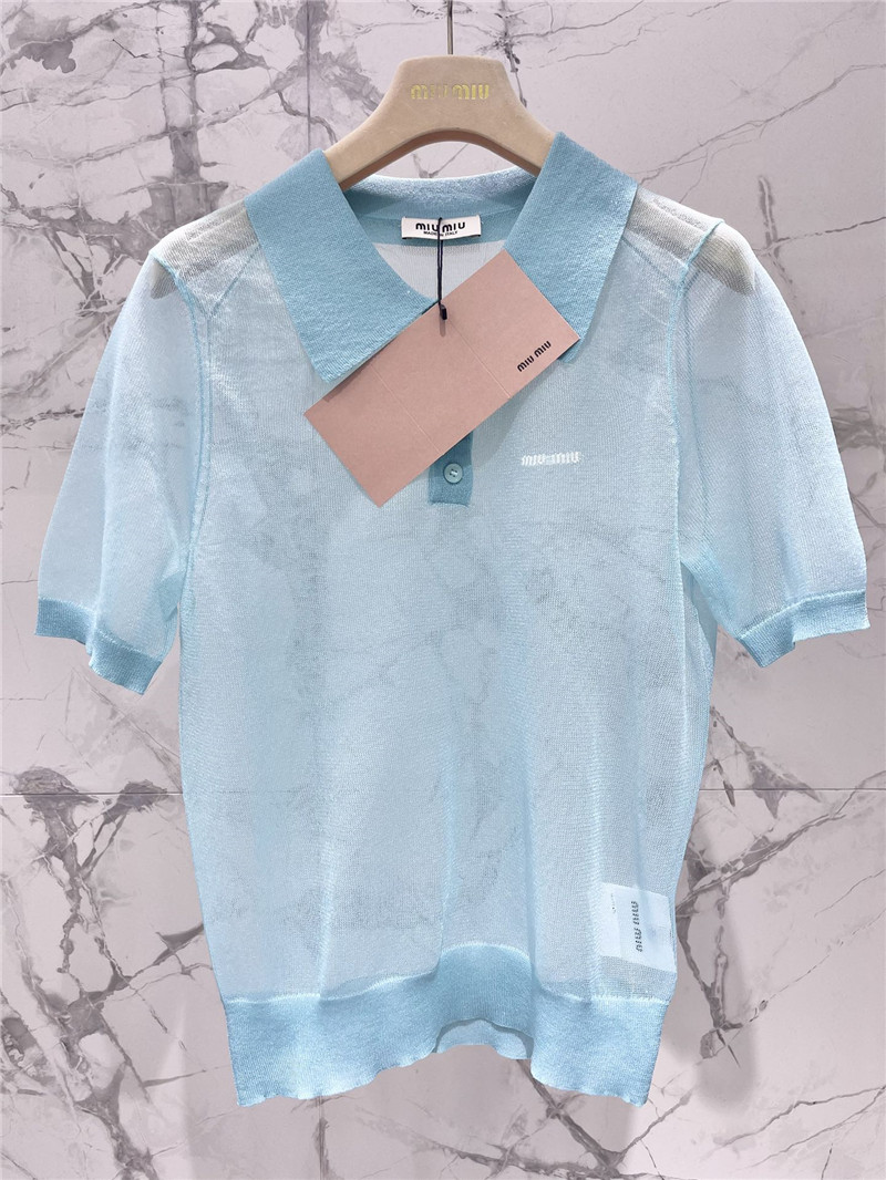 M1um1u polo see-through short sleeves replica clothing sites
