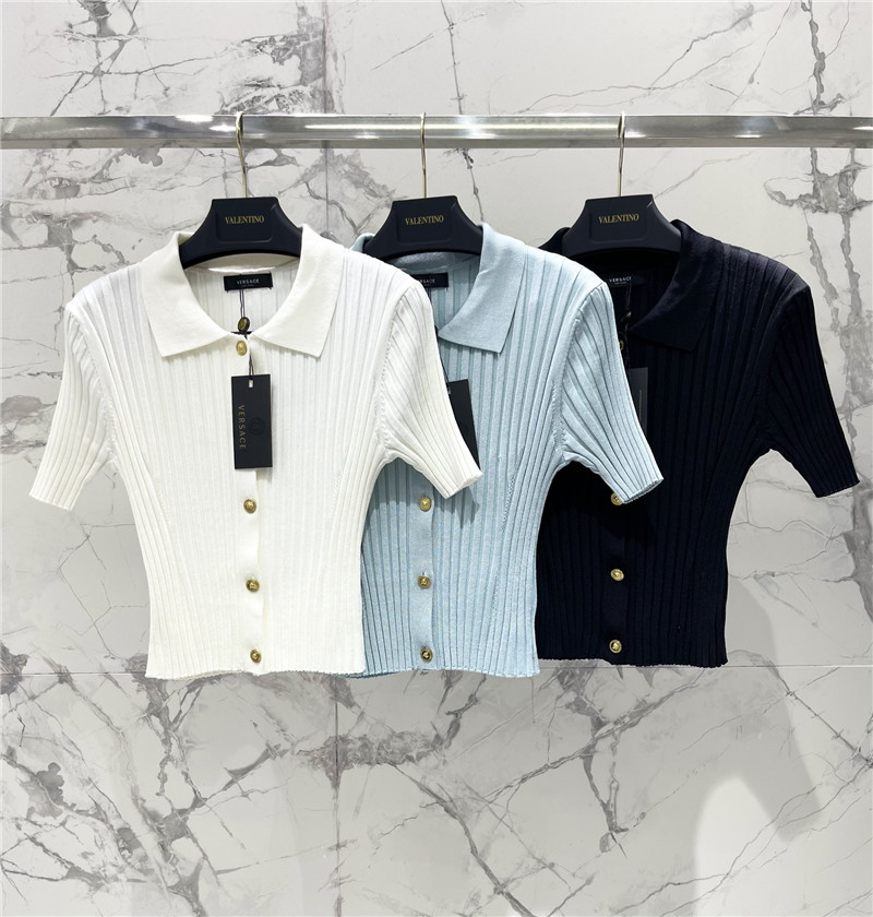 Versace new lapel short sleeve replica designer clothes