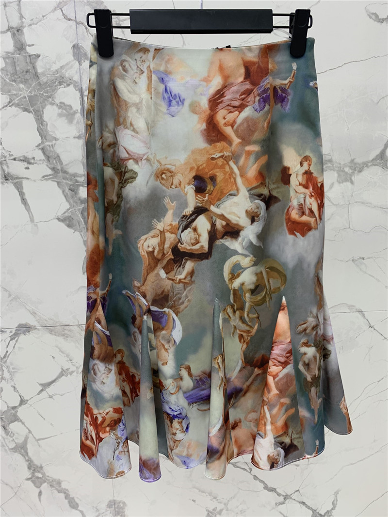 Balmain Oil Painting Collection Lace Skirt replica clothing sites