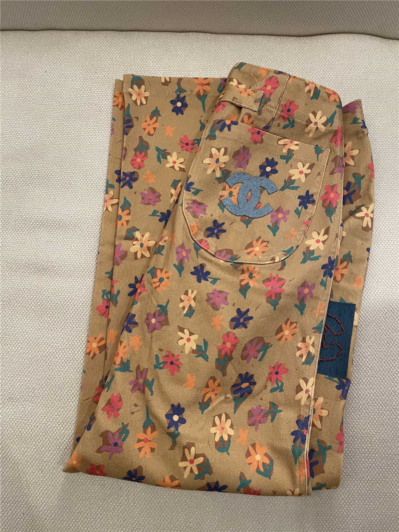 Ch**el floral straight pants replica clothing