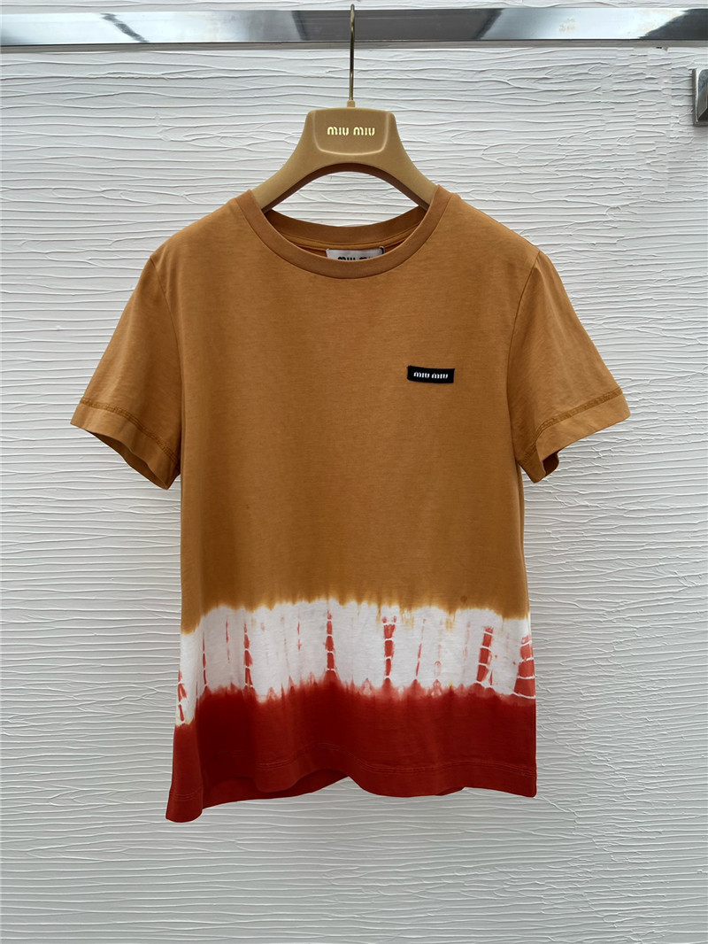 M1um1u tie-dyed gradient casual short-sleeved t-shirt replica clothes