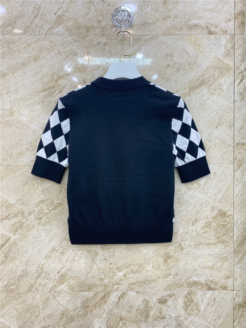 Balmain plaid knitted short-sleeved replicas clothes