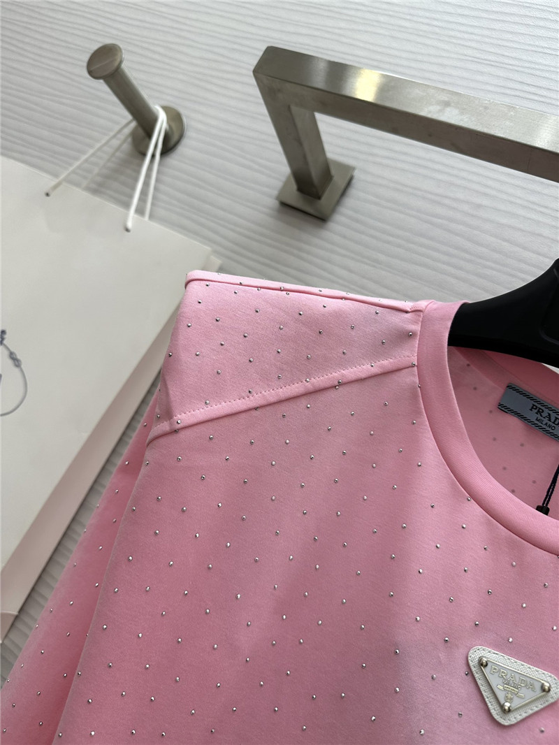 Pra*a starry rhinestone top replica clothes
