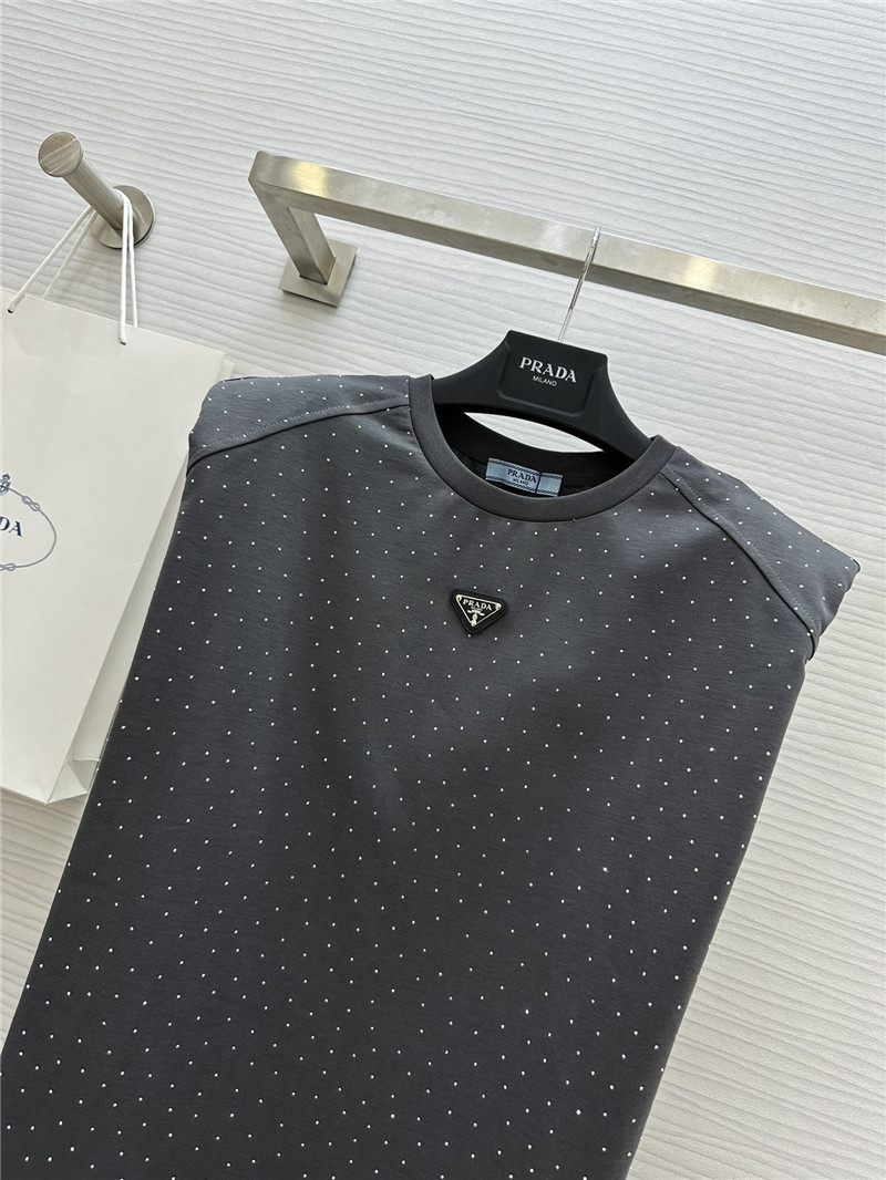 Pra*a starry rhinestone top replica clothes