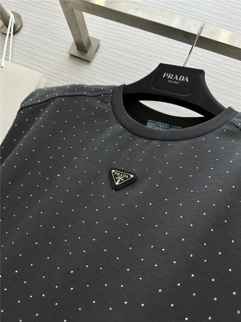 Pra*a starry rhinestone top replica clothes
