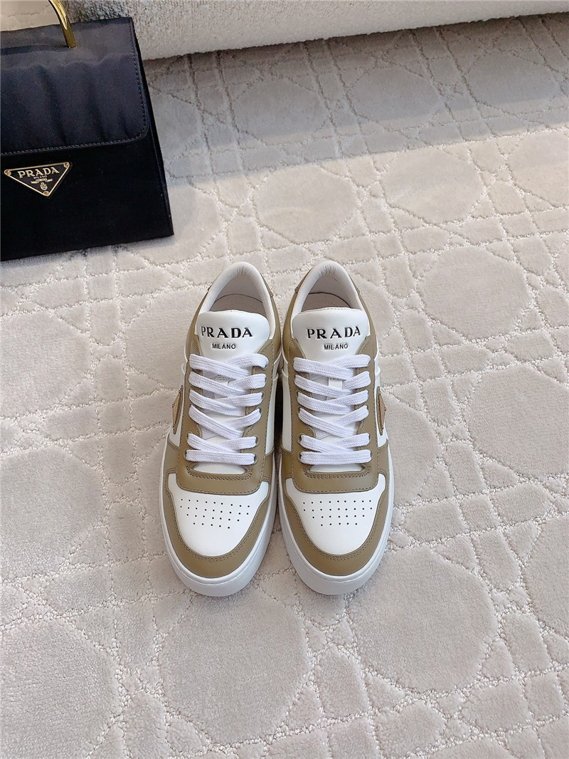 Pra*a triangle-logo brown lace-up sneakers
