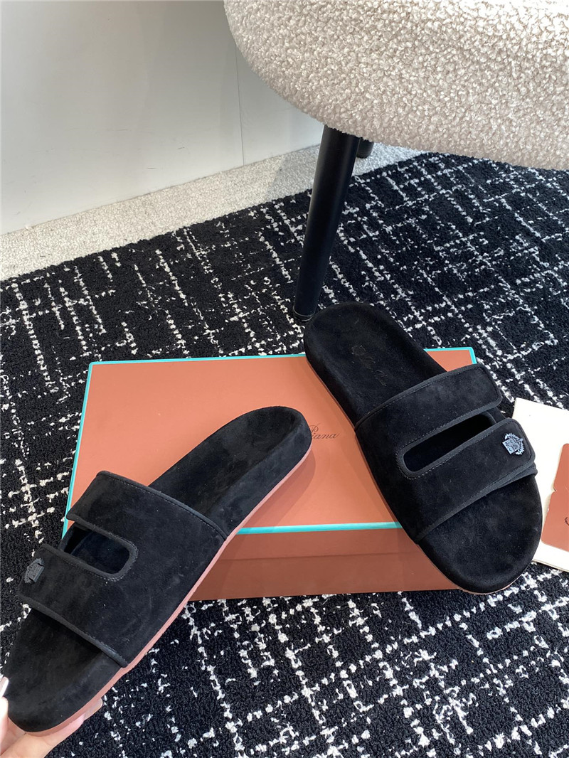 L0r0 P1ana waikiki black velcro strap sandals
