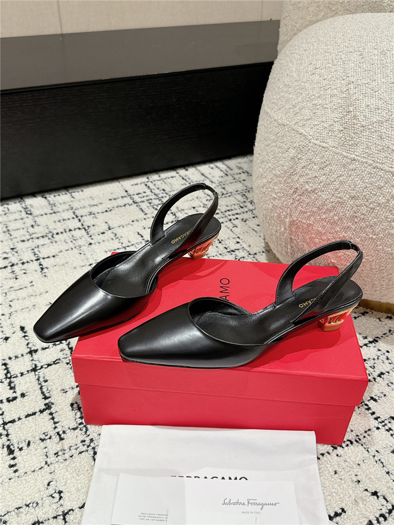 Ferragamo Cage Slingback Leather Pumps