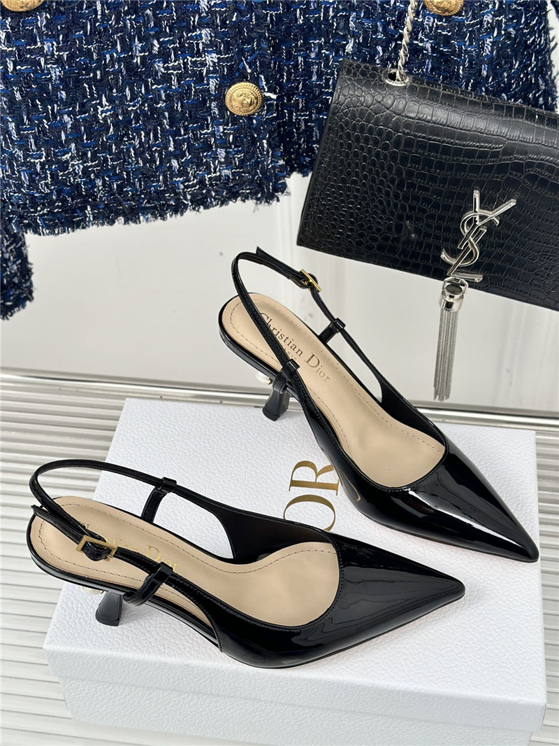 chr1st1an D10r black patent leather slingback pumps