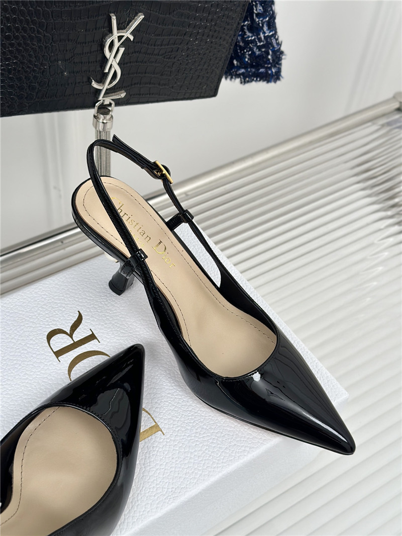 chr1st1an D10r black patent leather slingback pumps