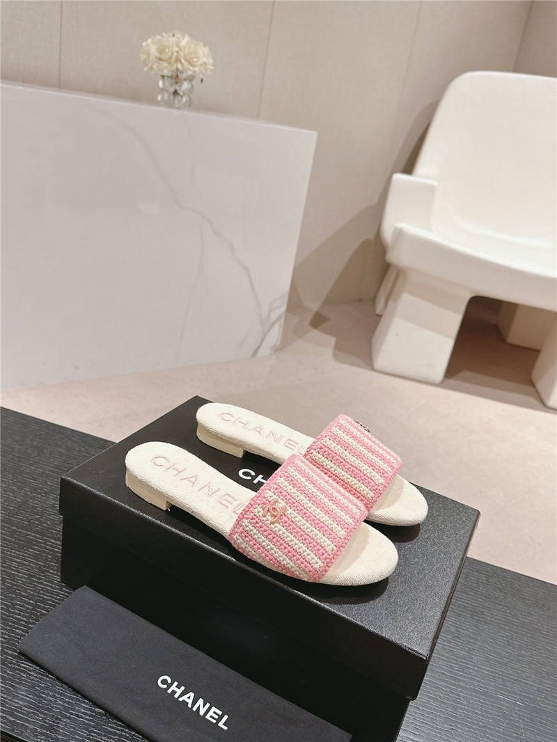 Ch**el pink woven mules flat slides