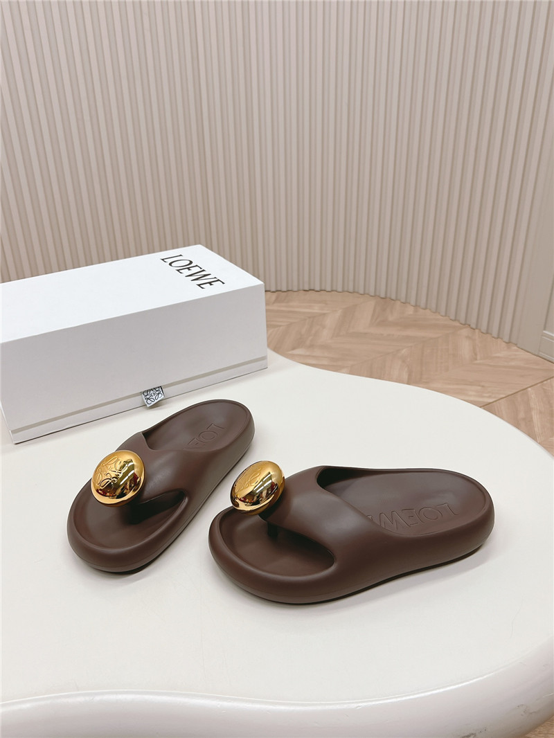 L0ew* bubble thong slide women in brown