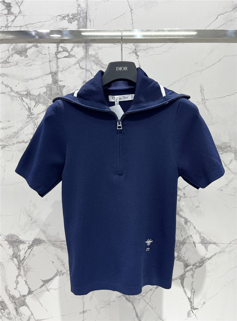 D10r navy collar half zip short sleeve replica designer clothes