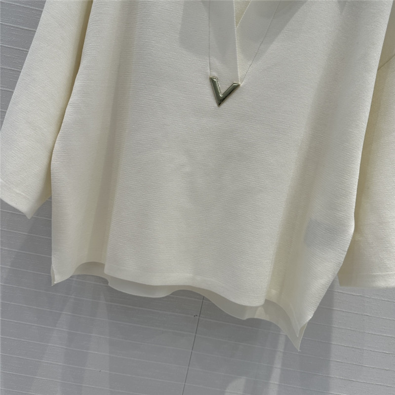 Va1e*ntin0 v-logo virgin wool top white