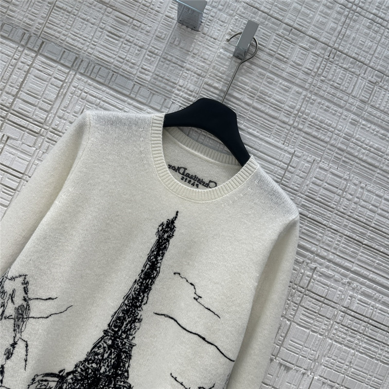 D10r paris motif knit sweater white