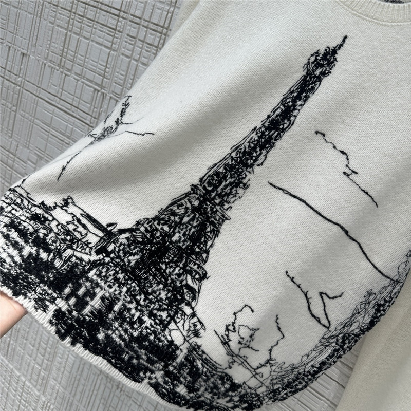 D10r paris motif knit sweater white