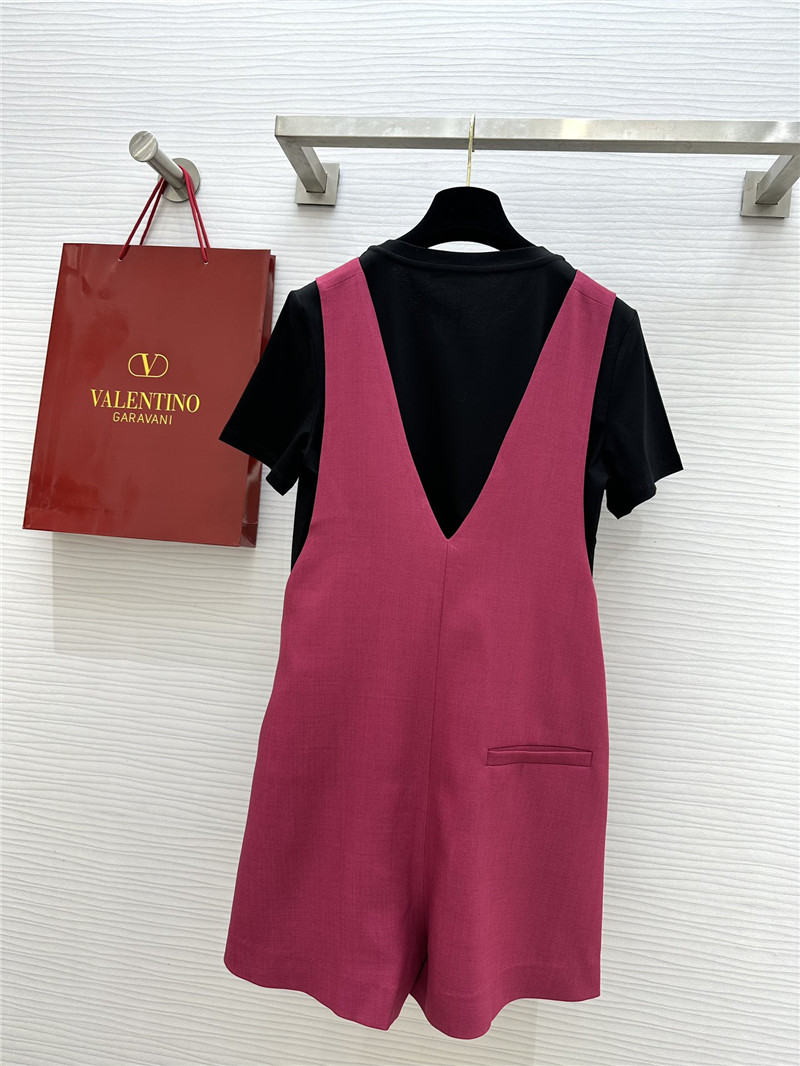 Va1e*ntin0 t-shirt + bow overalls set replica clothes