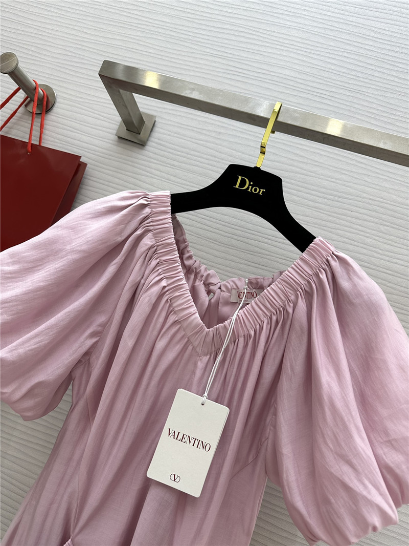 Va1e*ntin0 v neck puff sleeve dress replicas clothes