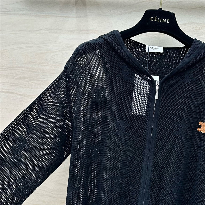 Ce1i*e silk zipped hooded cardigan black