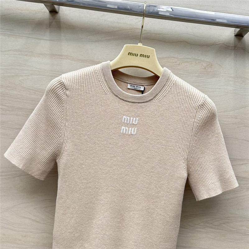 M1um1u slim fit short sleeve knit top replica d&g clothing