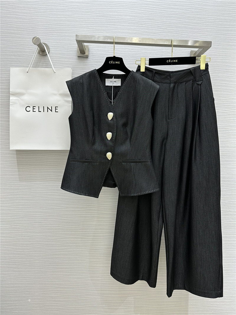 Ce1i*e tencel denim vest + wide-leg pants set replica d&g clothing