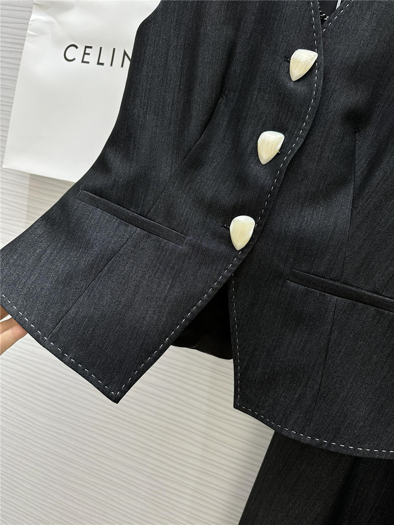 Ce1i*e tencel denim vest + wide-leg pants set replica d&g clothing