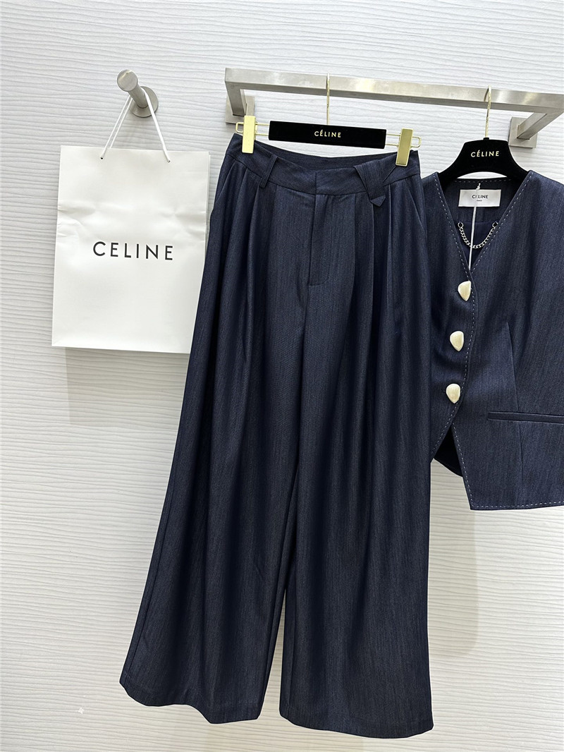Ce1i*e tencel denim vest + wide-leg pants set replica d&g clothing