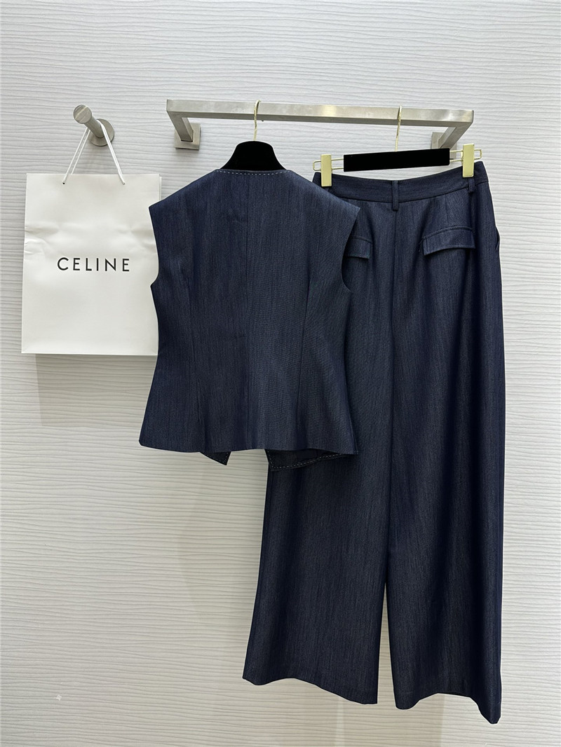 Ce1i*e tencel denim vest + wide-leg pants set replica d&g clothing