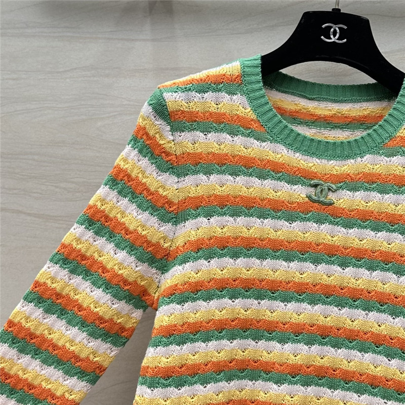 Ch**el striped knit sweater green