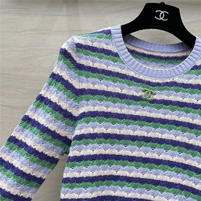 Ch**el striped knit sweater purple
