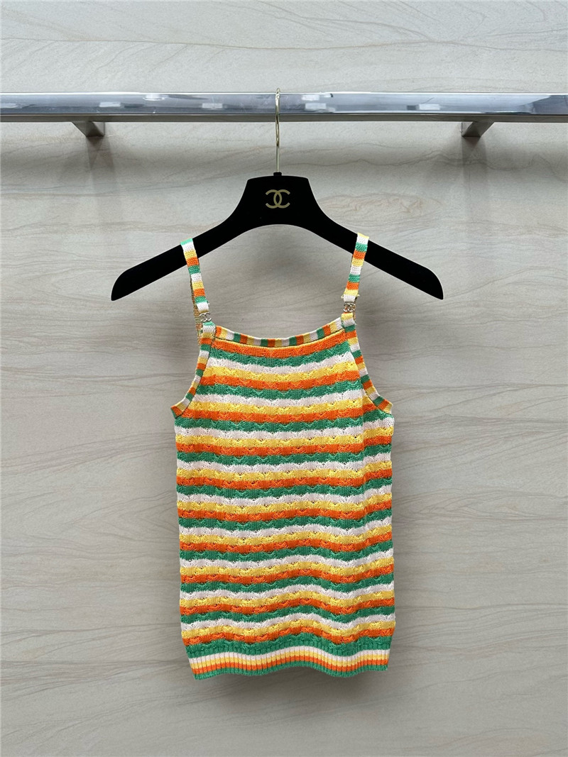 Ch**el dopamine color striped knitted camisole replica d&g clothing