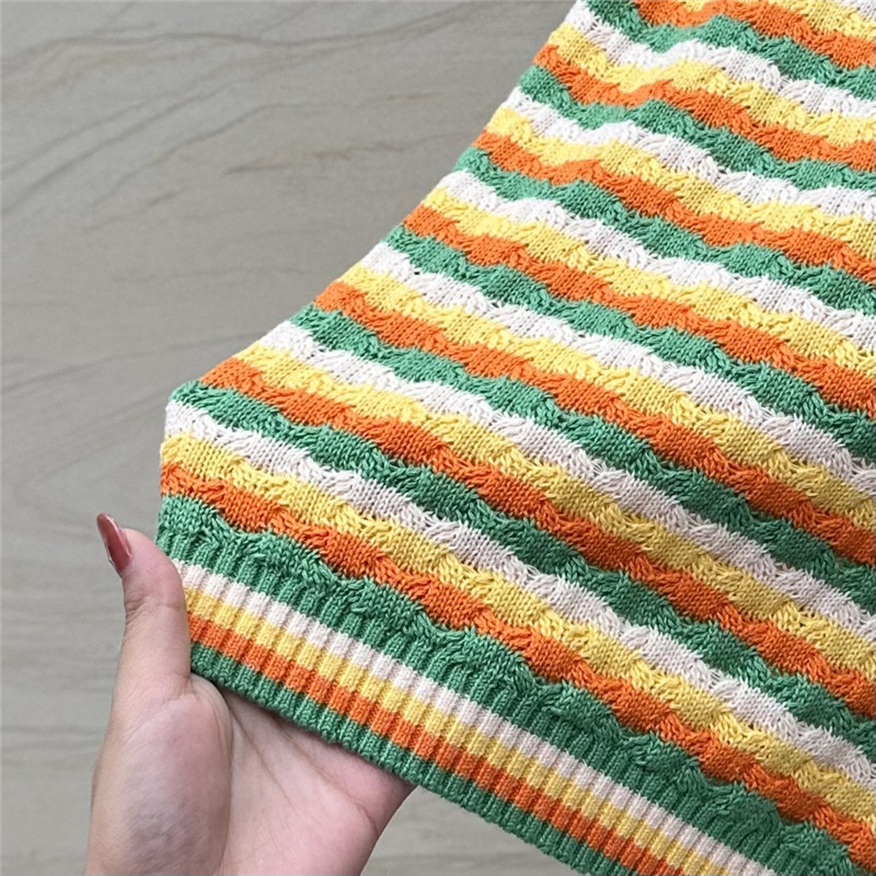 Ch**el dopamine color striped knitted camisole replica d&g clothing