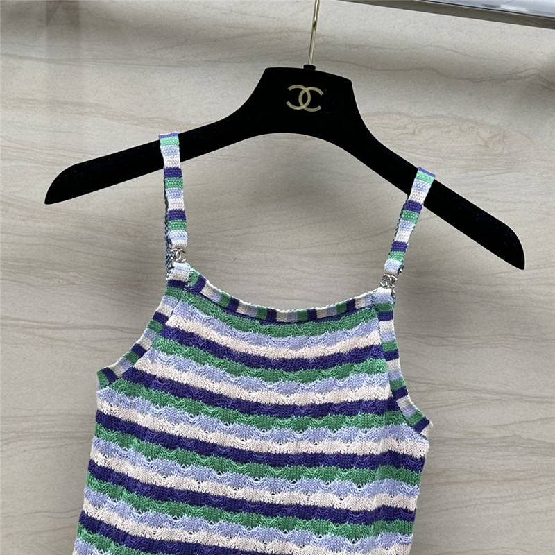 Ch**el dopamine color striped knitted camisole replica d&g clothing