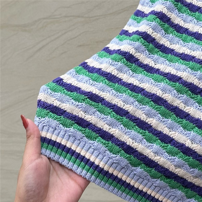 Ch**el dopamine color striped knitted camisole replica d&g clothing