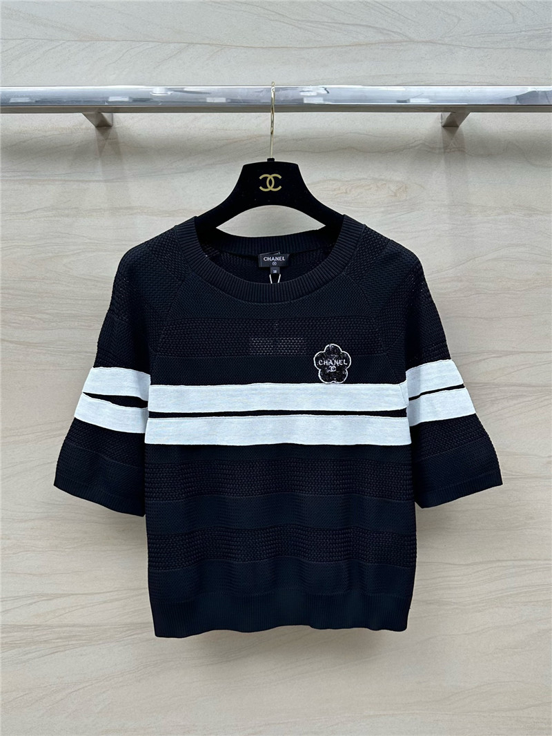 Ch**el celebrity style color matching camellia top replica clothes