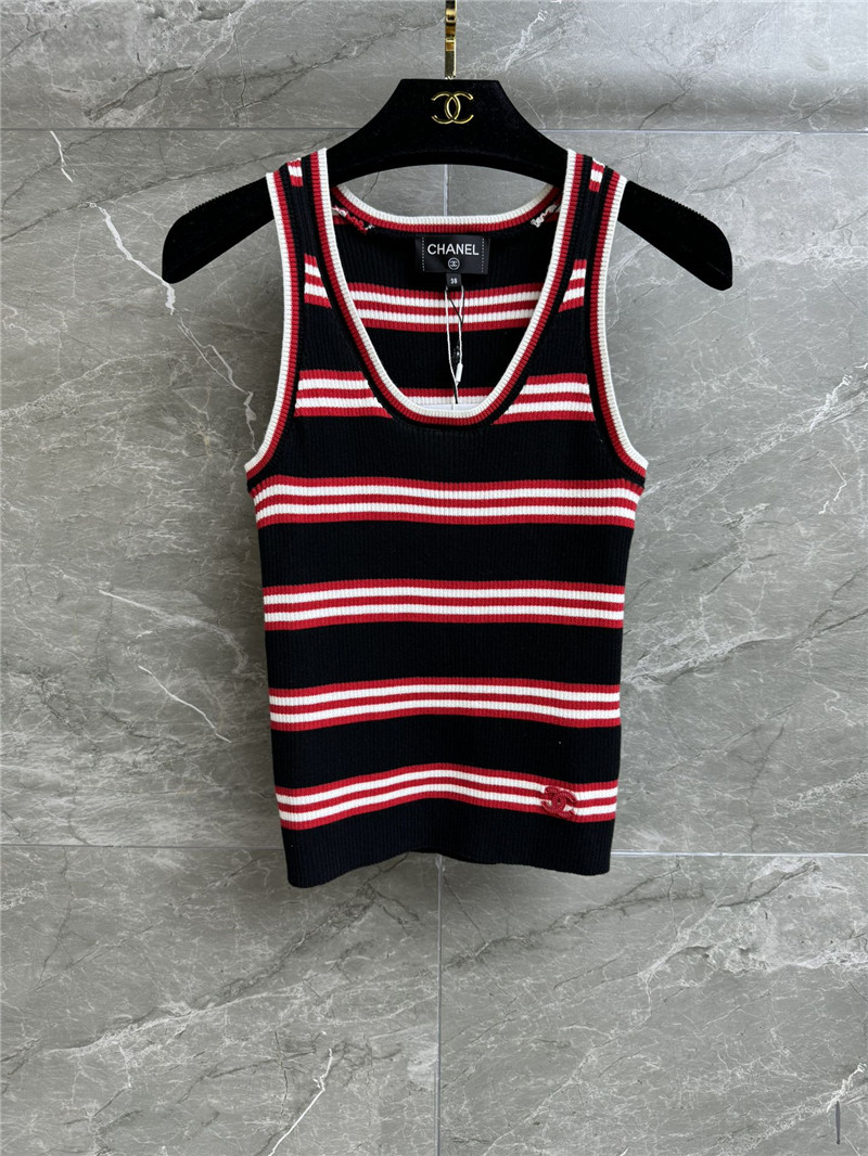 Ch**el contrast striped vest replicas clothes