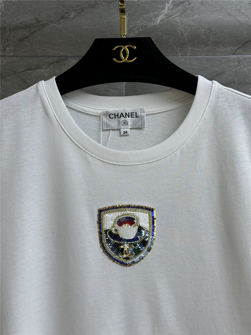 Ch**el sequin embroidered t-shirt replicas clothes