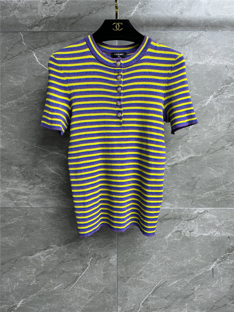 Ch**el striped knit short sleeve replica clothing sites