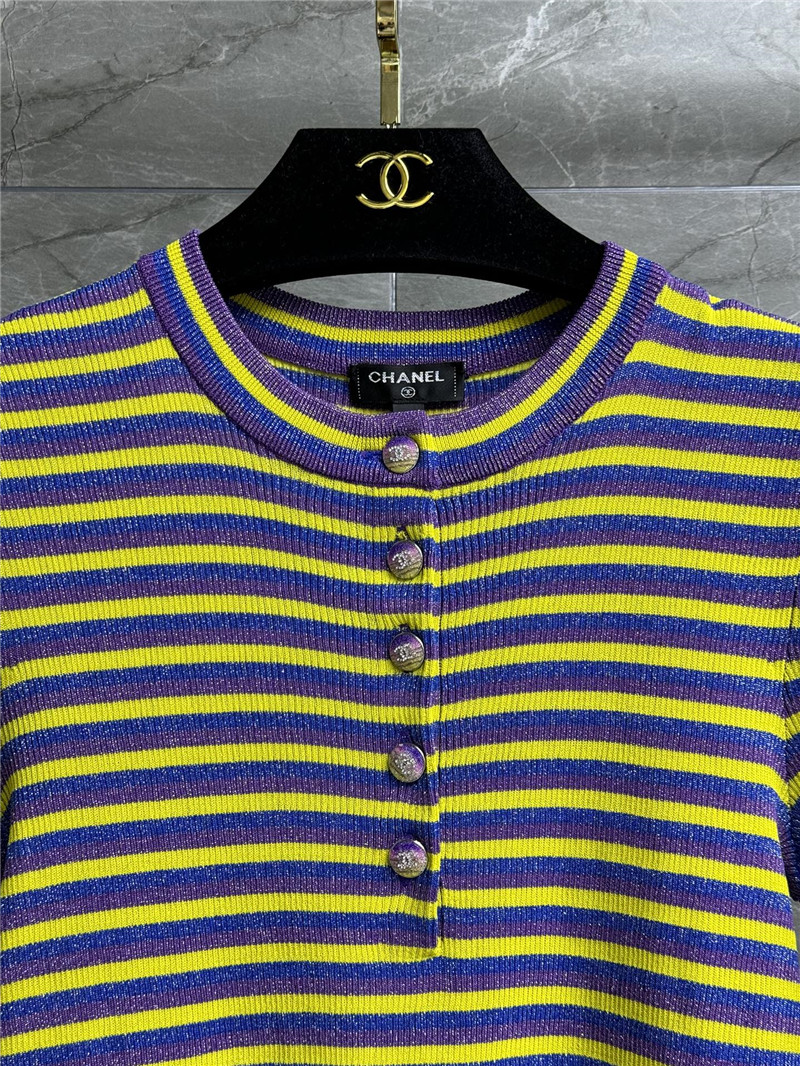 Ch**el striped knit short sleeve replica clothing sites
