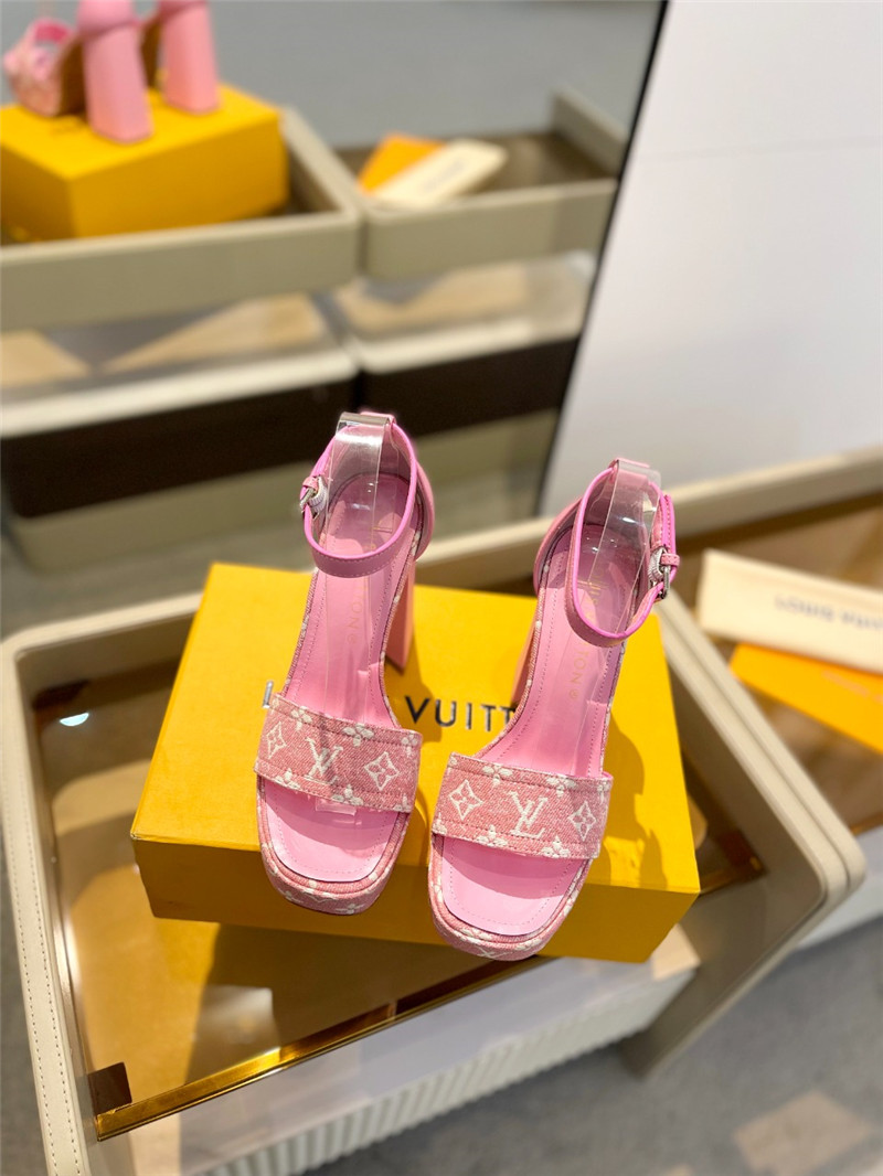 l0vis Vvtt0n monogram jacquard denim platform sandals