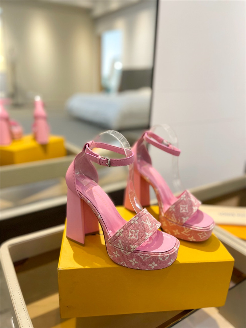 l0vis Vvtt0n monogram jacquard denim platform sandals